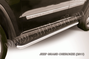 Jeep Grand Cherokee (2011)-Пороги d57 с листом (чёрный "квинтет")